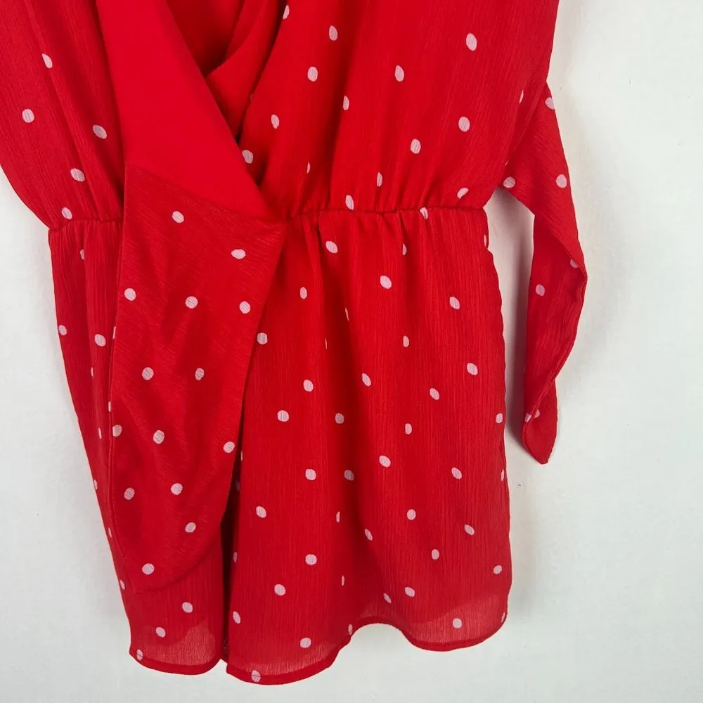 Polka Dot Tie Romper Lipstick Red Size Small S EUC L2611 - Image 6