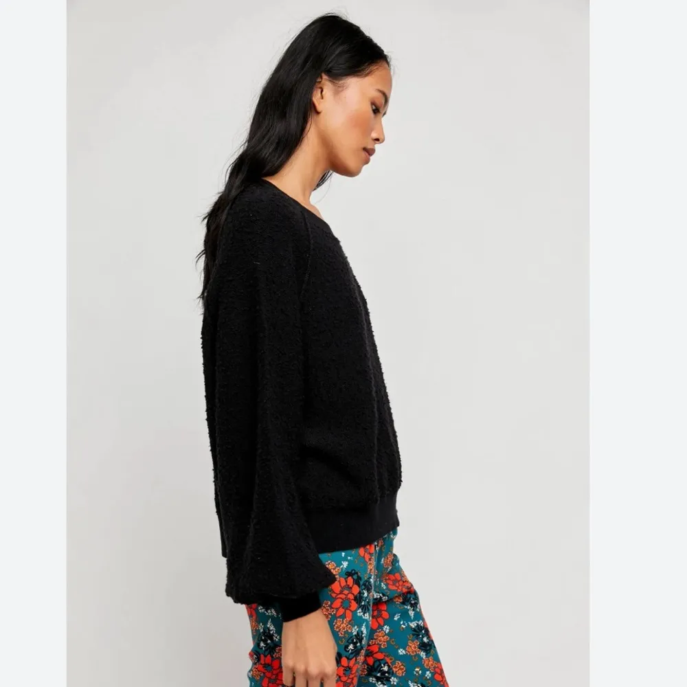 Free People Found My Friend Pullover Black Sz Small Cotton Blend Sweatshirt - Image 2