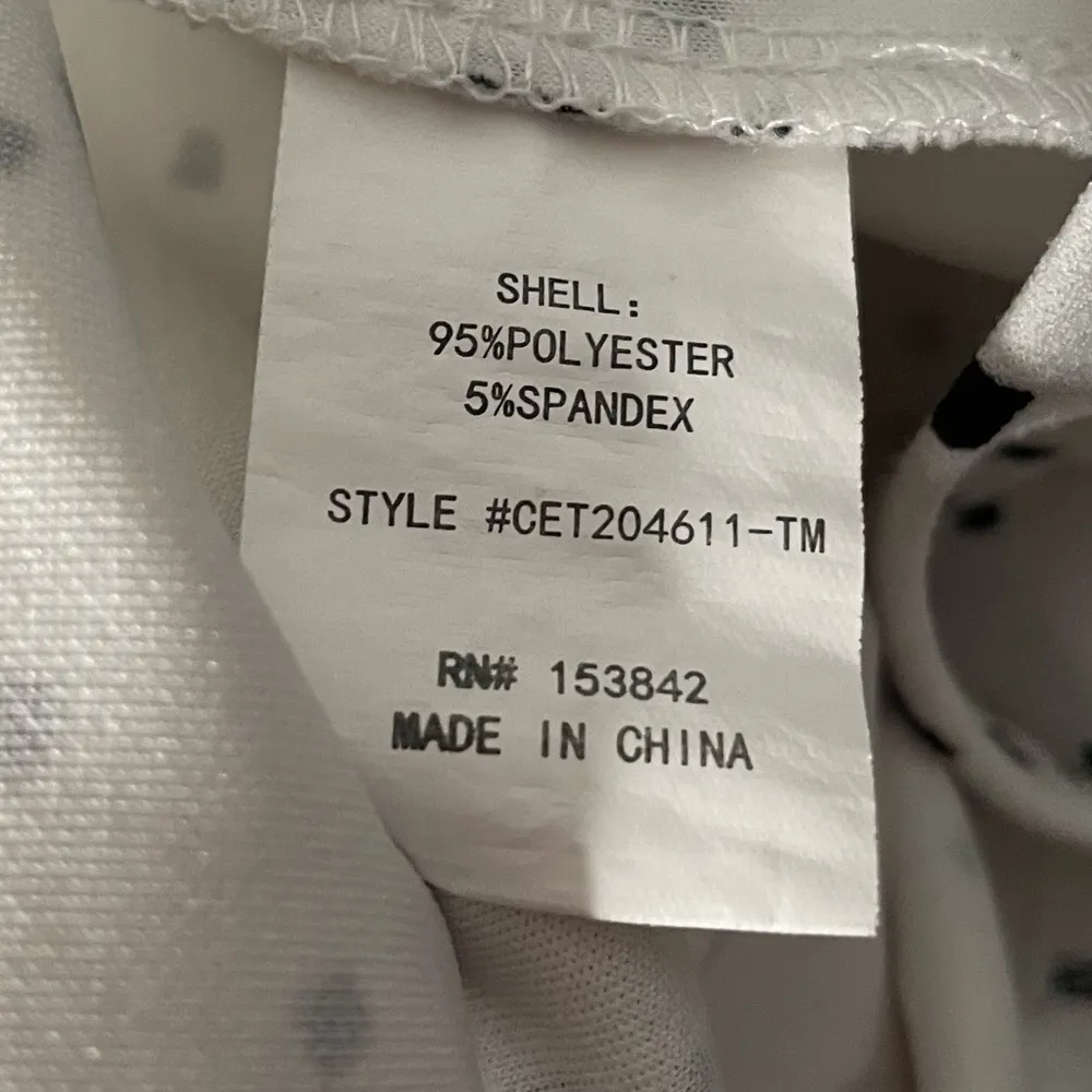 Melloday Square Dots Short Sleeve Blouse with Back Zipper White Medium - Image 5