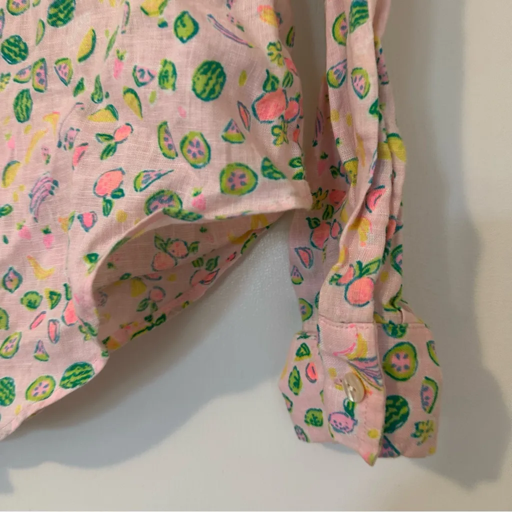 Lilly Pulitzer Seaview Button Down Lil Juicy Fruit Womens Small Pink - Image 6