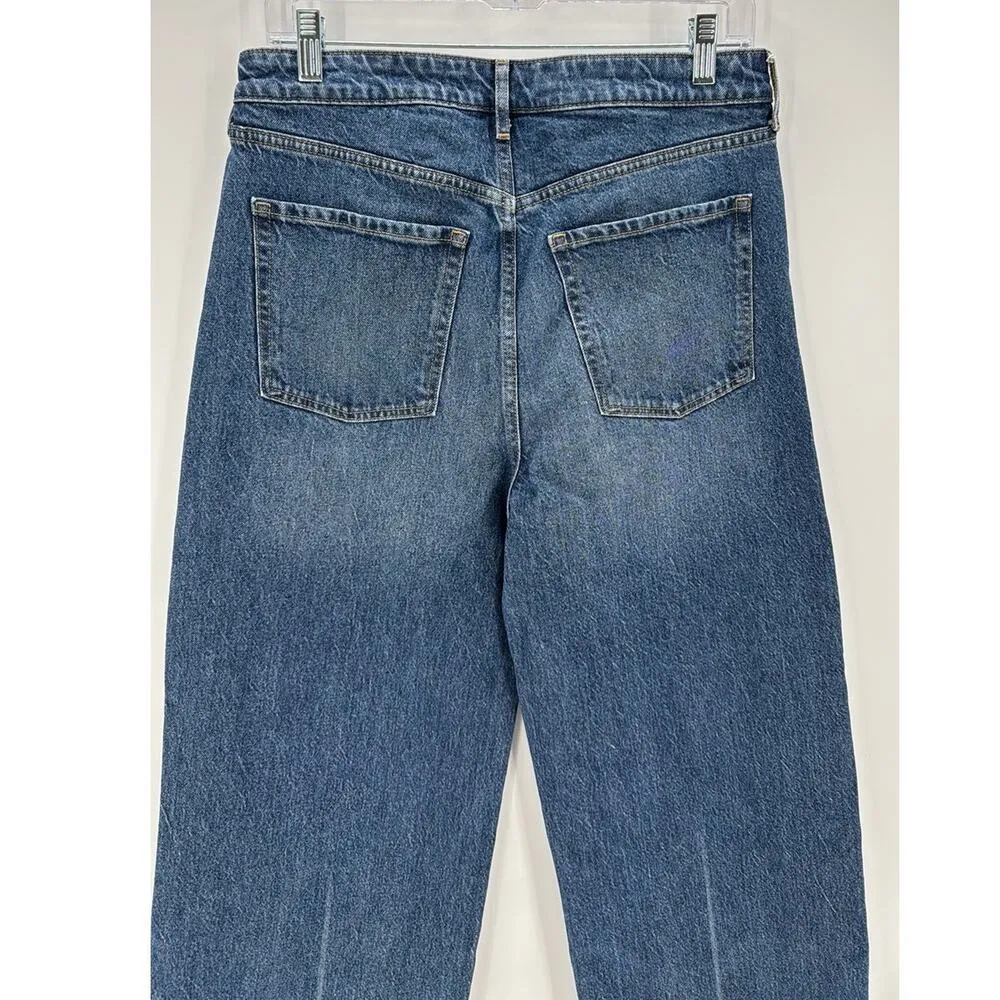 Old Navy sky high wide leg secret smooth pockets size 8 raw hem 90s vibe casual - Image 5