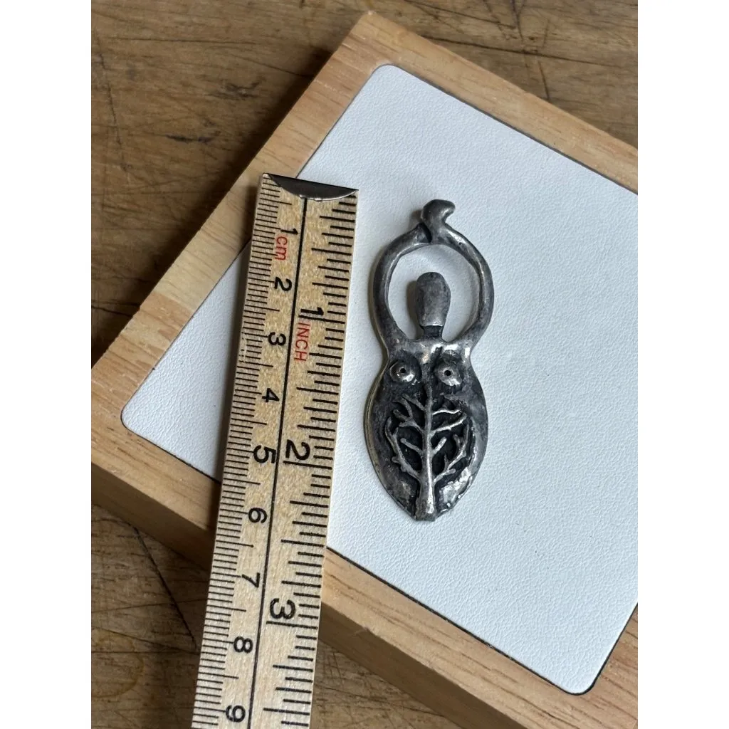 Handcrafted Pewter Goddess Pendant With Tree Of Life Design 2.5 Inches Spiritual - Image 4
