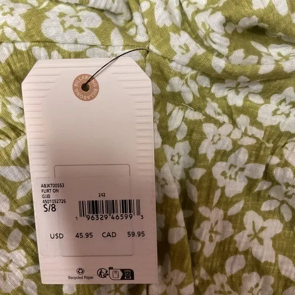 Billabong Flirt On Puff Sleeve Ditsy Floral Print Square Neck‎ Crop Top Sz S NWT - Image 8