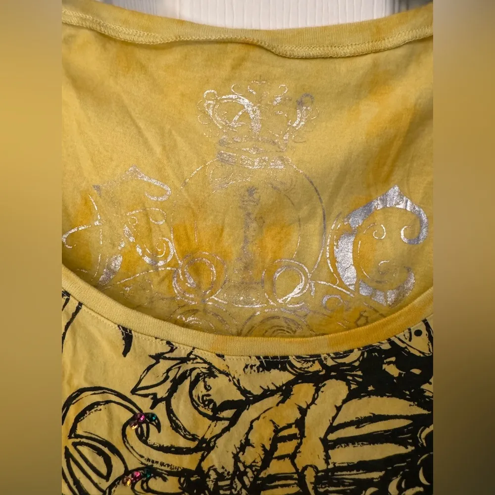 Key Closet Coi Fish Women’s Yellow Gold Crystal Studded Short Sleeve Size Small - Image 4