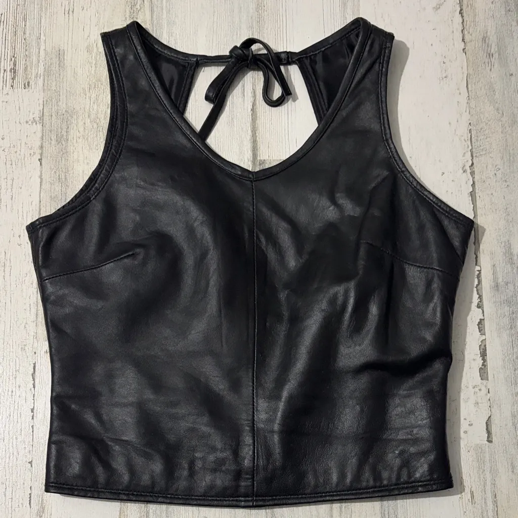 Wilsons Leather Maxima Black Lace-Up Pants and Top Set Vintage 1990’s - Image 6