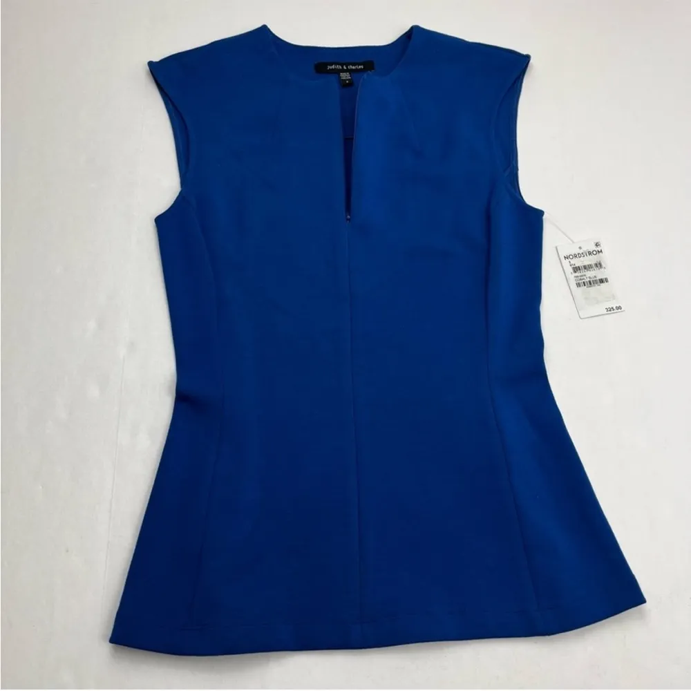 Judith & Charles Aria Sleeveless Zip Top Cobalt Blue Women Size 2 NEW *TINY FLAW - Image 3