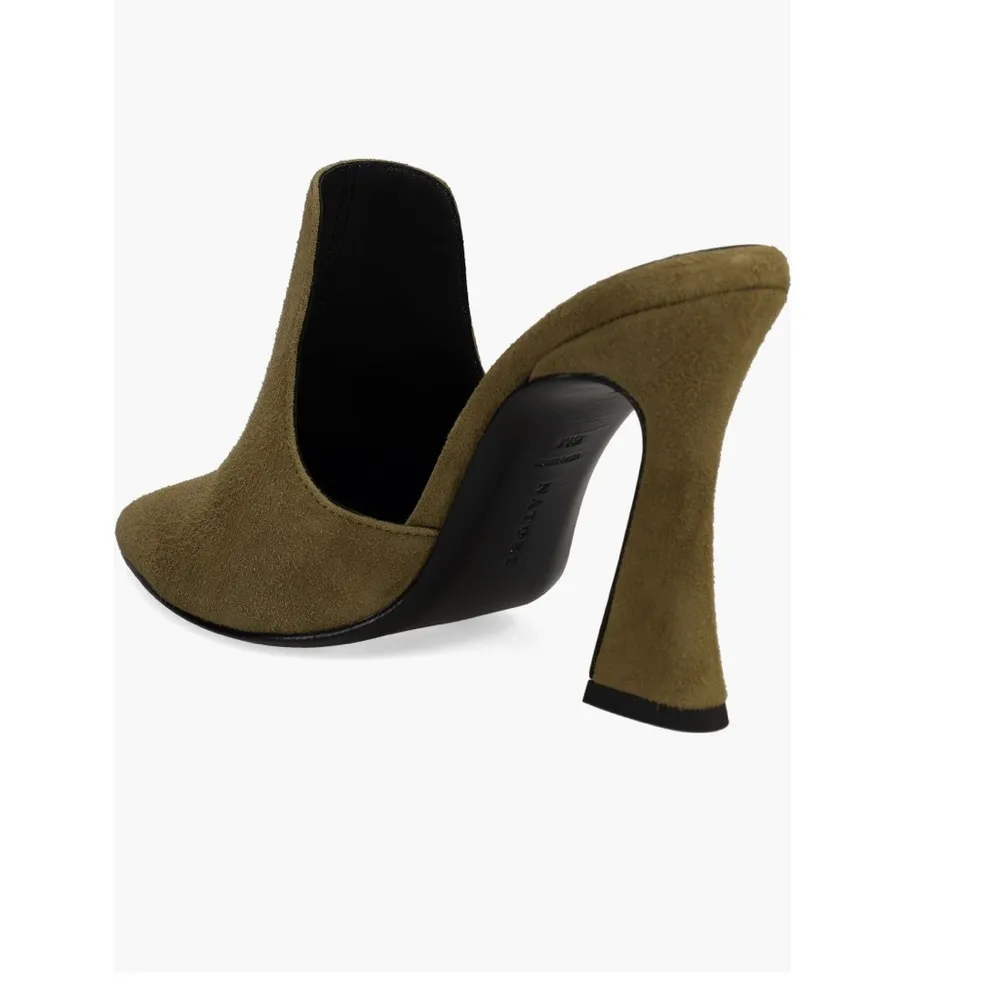 Suede Olive Green Women's Mules - Image 5