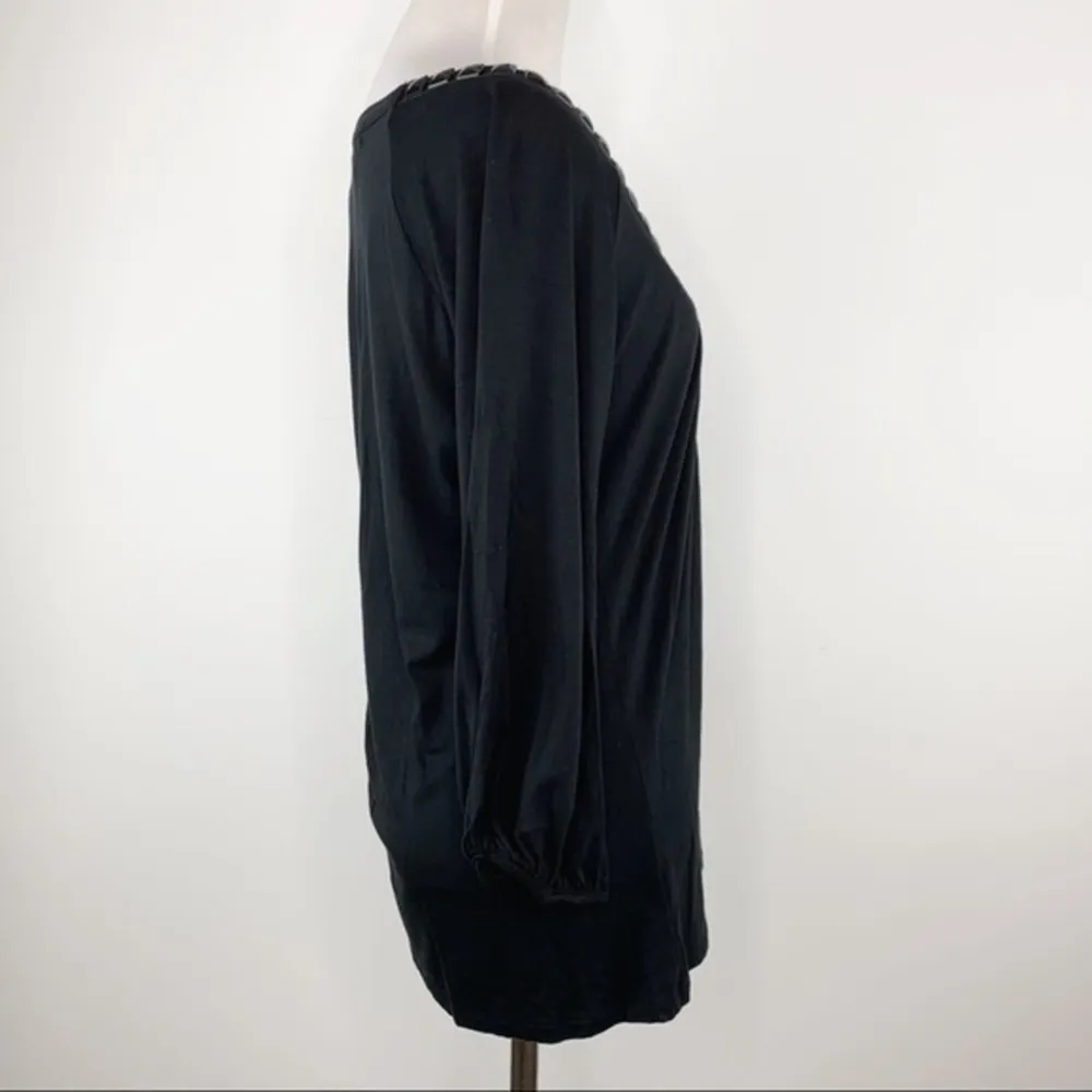 August Silk Black Embellished Neck Top Size M - Image 8