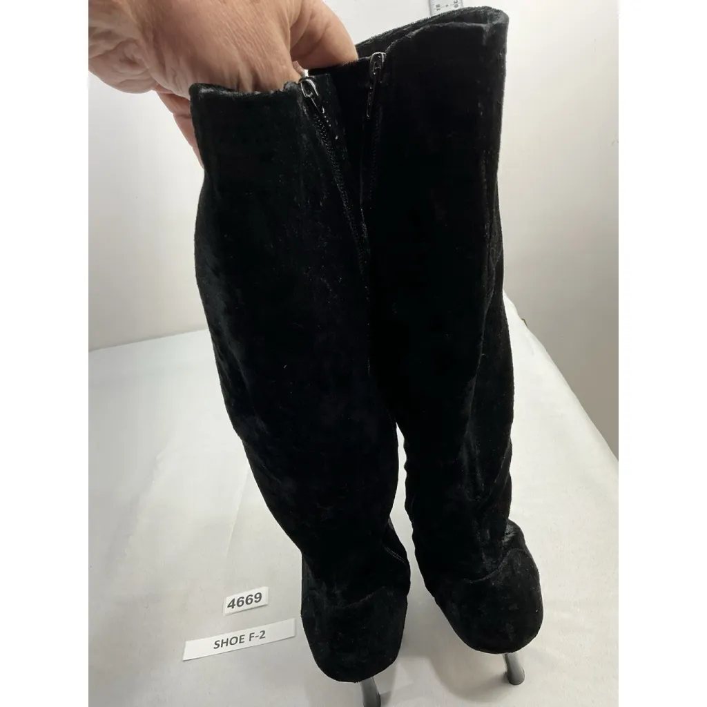 Womans Diba Knee High Boots 8 M Black Full Zip Pointed Toe Stiletto Heel - Image 5