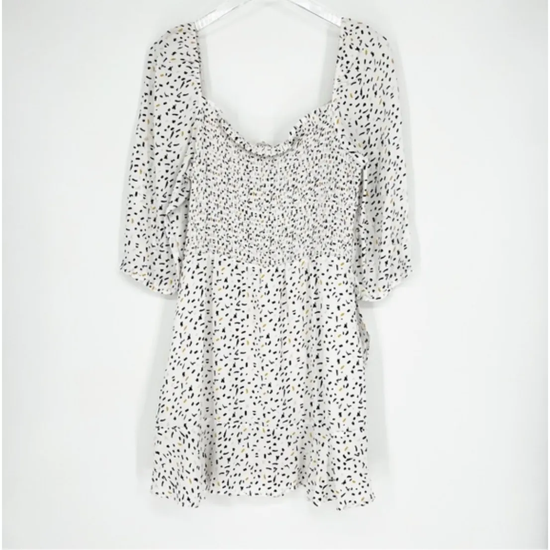 Anthropologie‎ Rahi Confetti Print Puff Sleeve Mini Dress XL White - Image 4