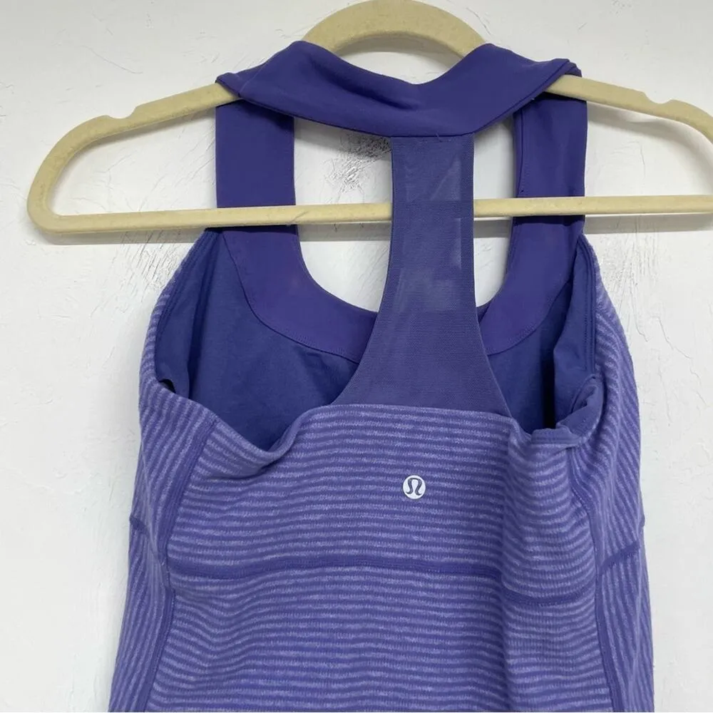 Lululemon Purple Striped T Back Tank Top Womens 8 Athletic Gorpcore Shirt Gym - Image 7