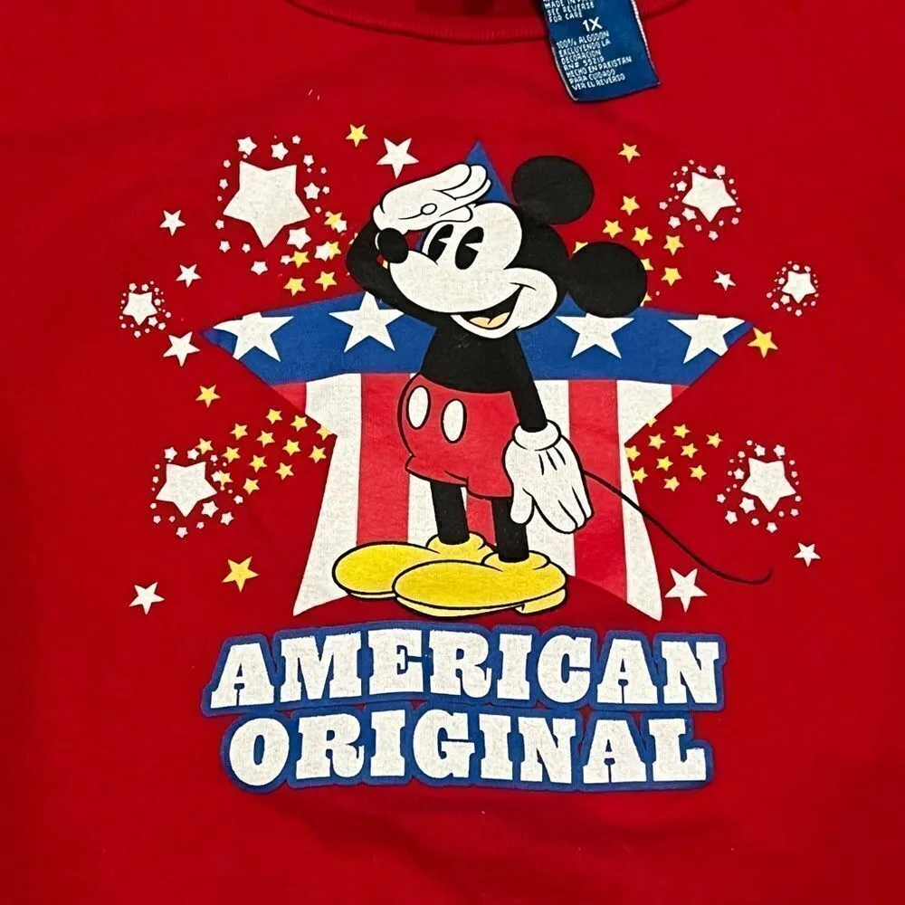 Vintage Disney American Original Mickey Flag Top Shirt Women’s 1XL - Image 3