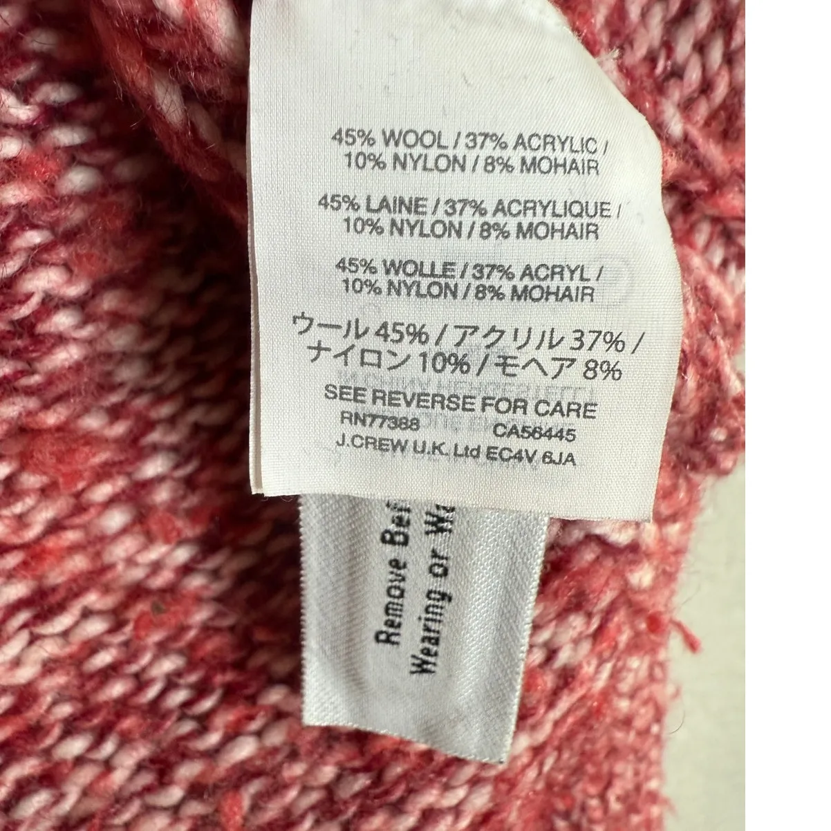 J.Crew Oversized Wool Blend Chunky Cable Knit Turtleneck High Low Sweater S Red - Image 10