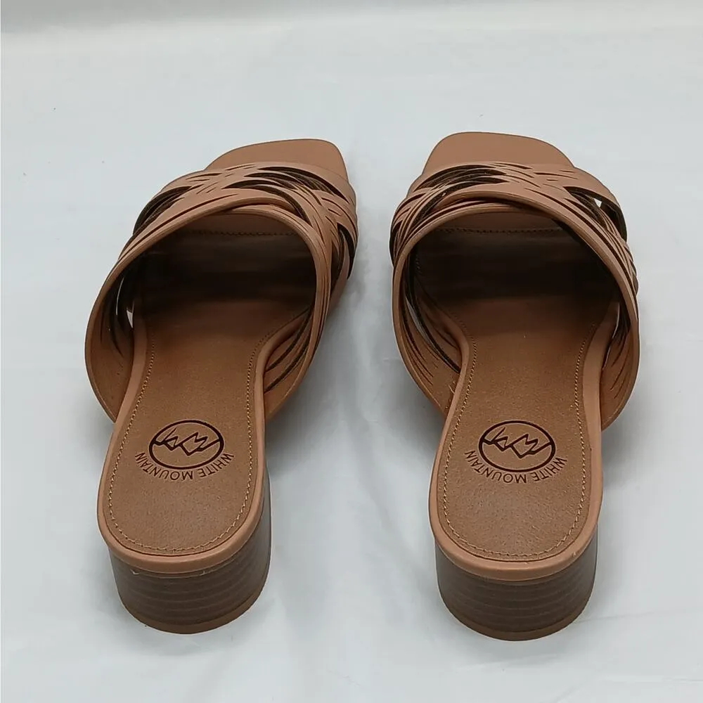 White Mountain Women's Sandals Slides Size 8M Brown Slip On Woven Casual Shoes - Image 4