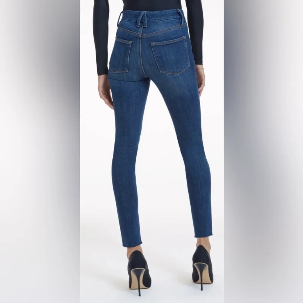 NWT Good American Good Waist Step Hem Skinny Jeans Dark Blue Denim Size 10 - Image 3