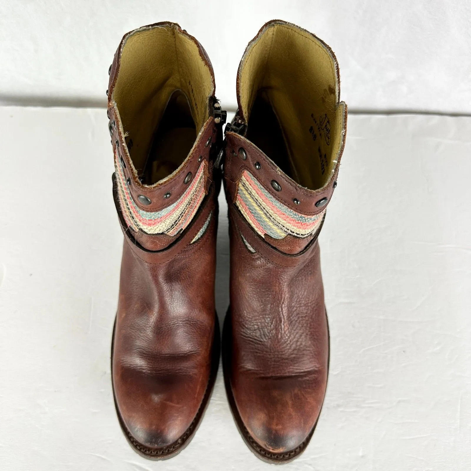 Justin Womens Southwestern Shorty Boots Size 8.5 Studded Boho Western Zip - Image 5