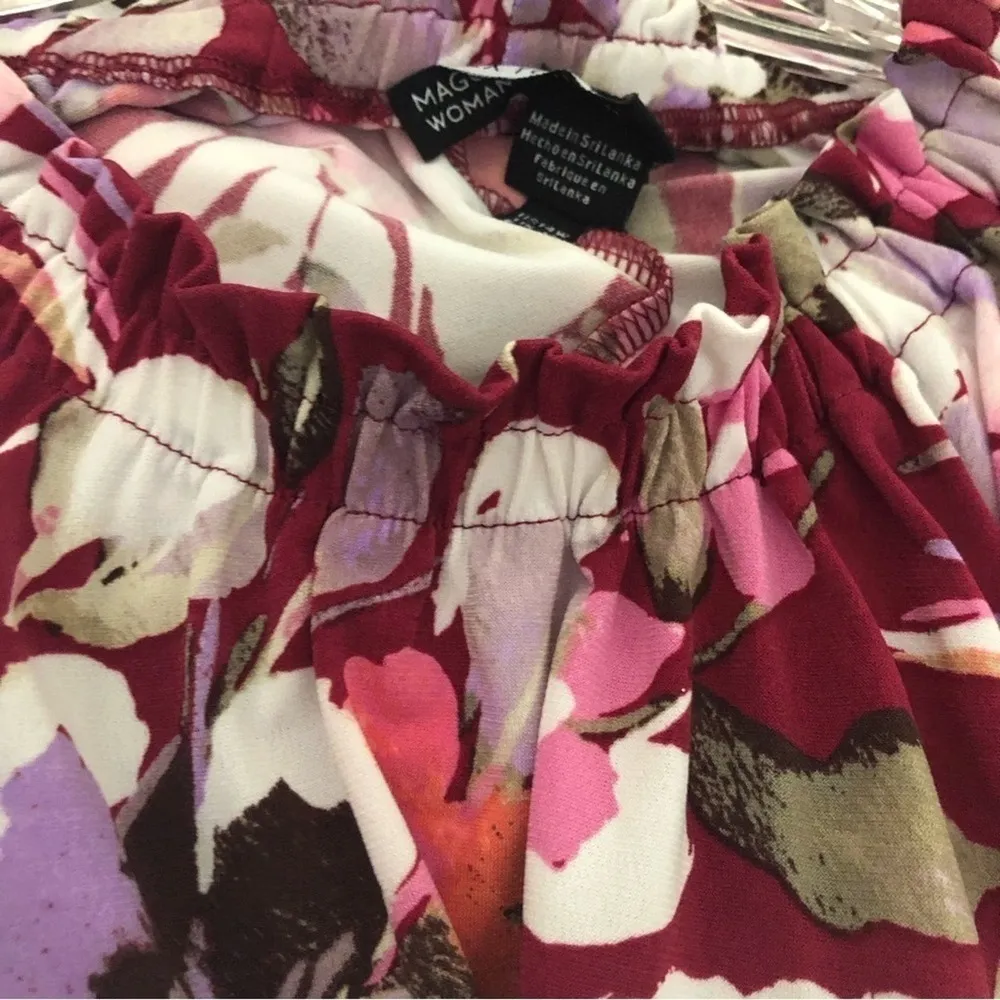 MAGGY LONDON POLY DRESS SHORT SLEEVE PINK FLORAL 14W - Image 7