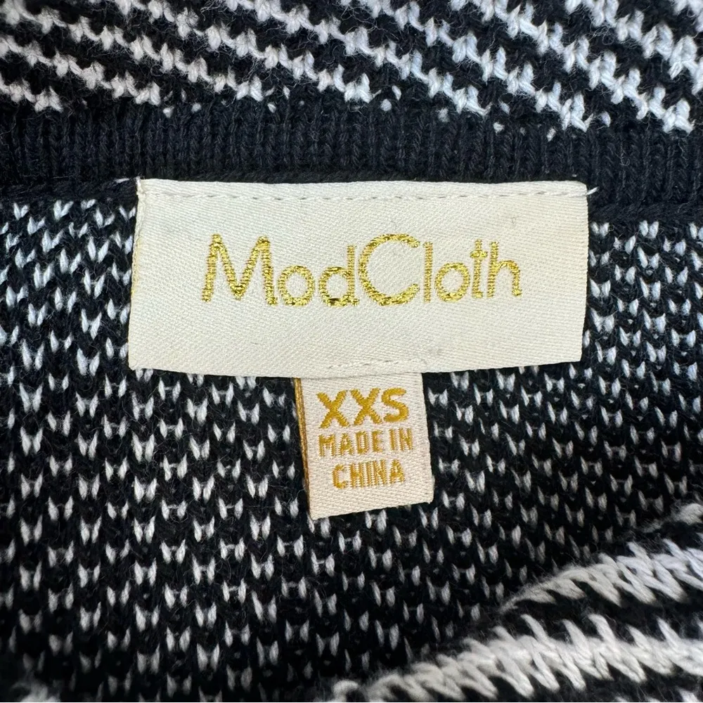 Black & White Polka Dot Cropped Cardigan Sweater w Collar  100% Cotton - Image 13