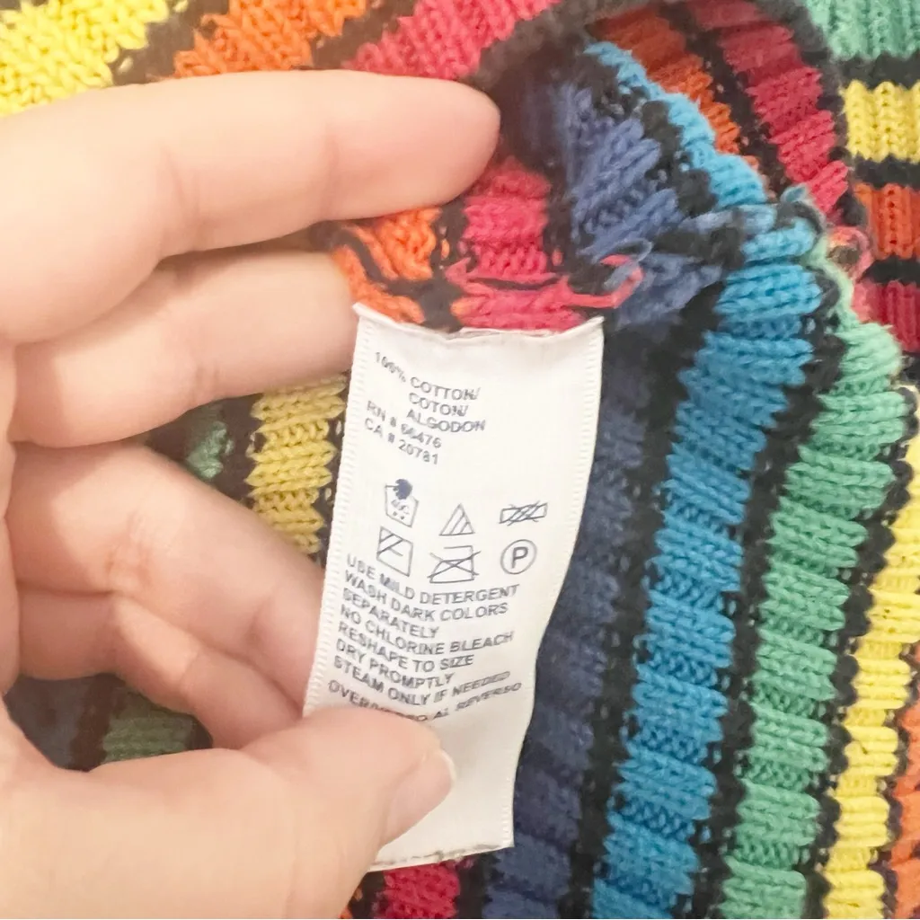 Tommy Hilfiger Rainbow Ribbed Striped Knit Sweater Vintage Size XL - Image 5