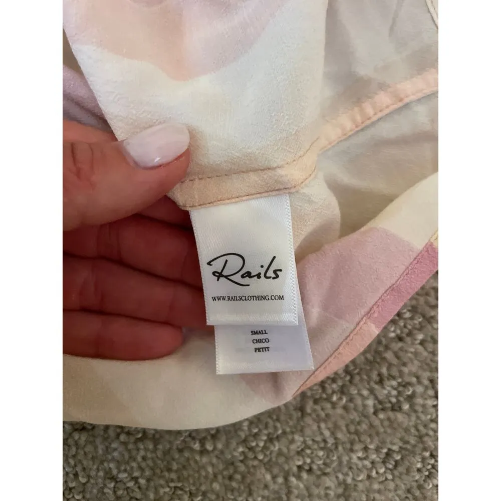 Rails Thea Sunset Stripe Pink & Beige Stripe Tie Front Short Sleeve Top - Image 6