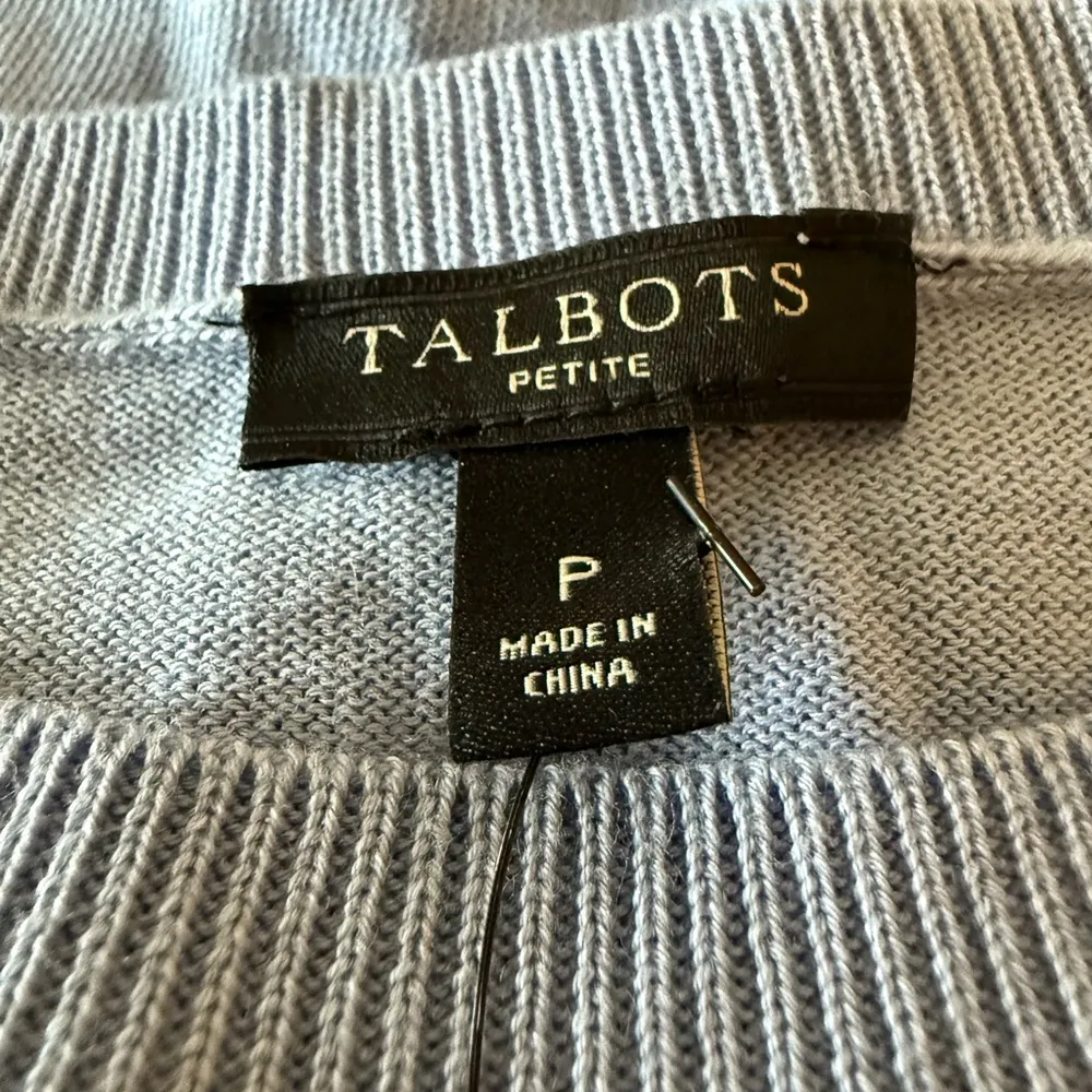 Talbots Baby Blue Navy Crew Neck Bon Voyage Sweater Travel Cruise NWT Petite P - Image 3