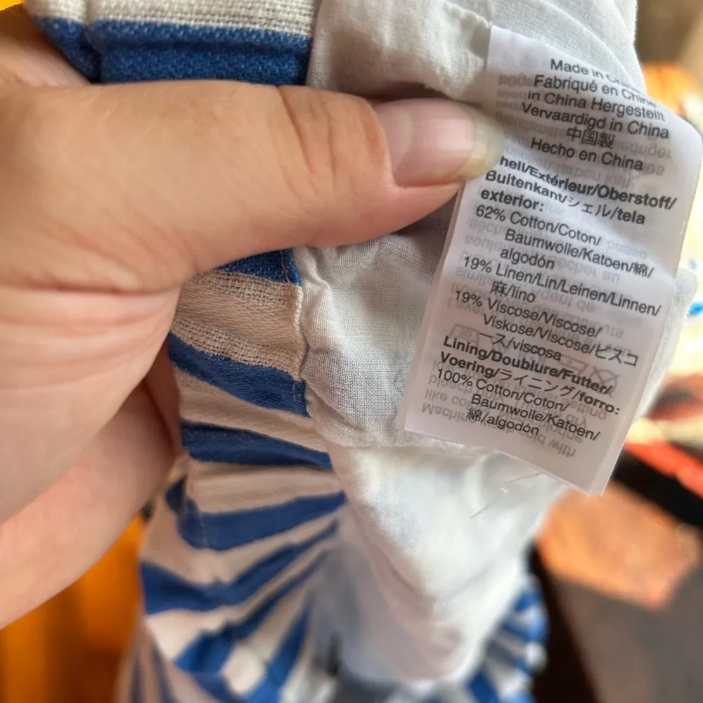 J.CREW PULL ON PAPER BAG STRIPED LINEN BLEND SHORTS - Image 4