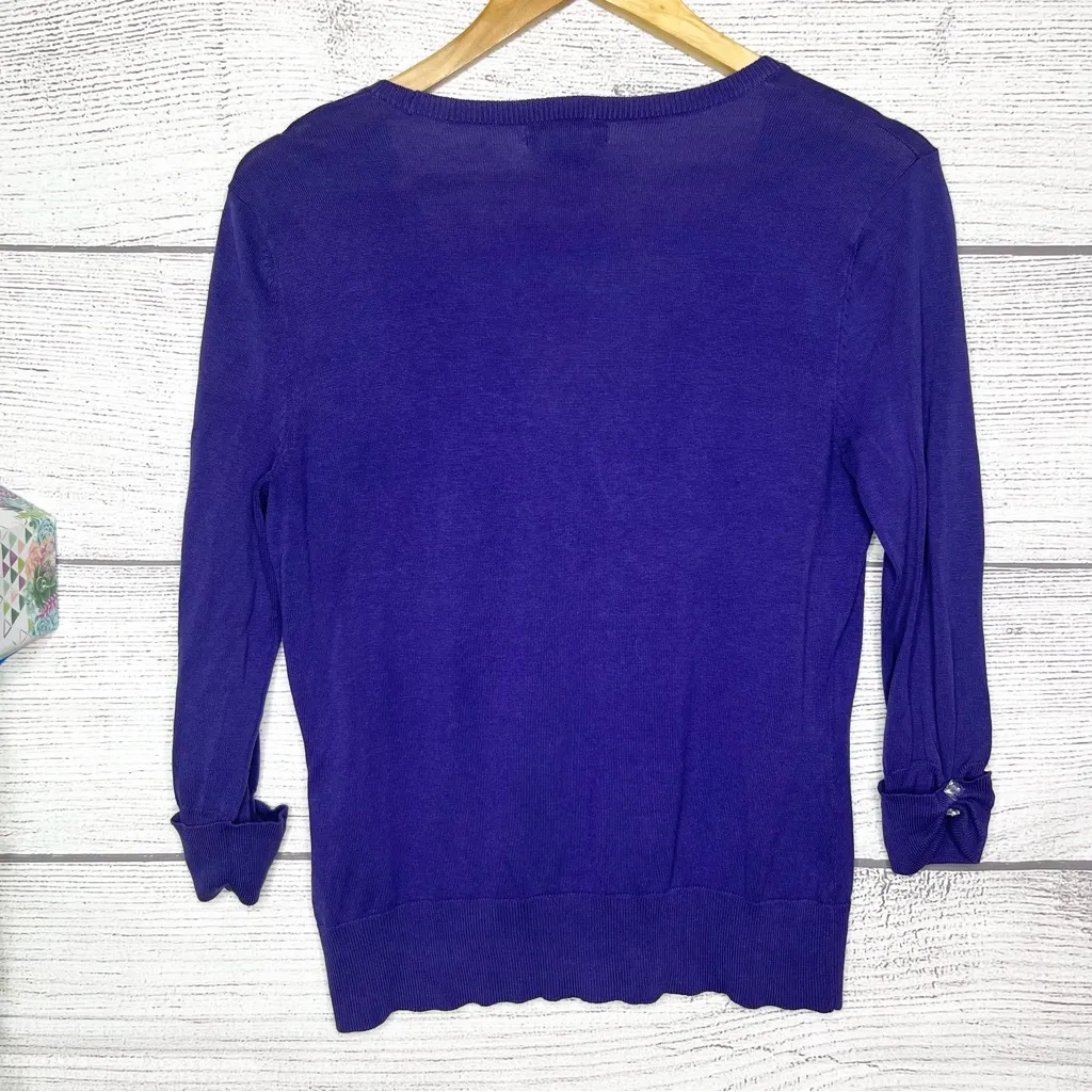 New York & Company Purple Silk Blend Button - Image 7