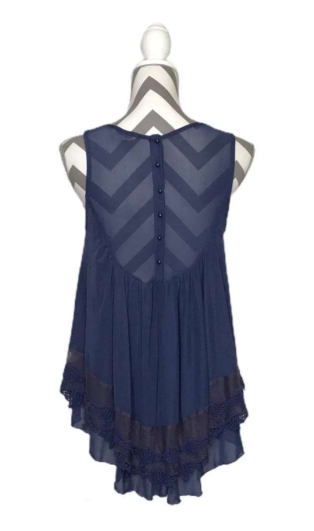 Altar’d State-Blue Blouse w/lace-Small - Image 2