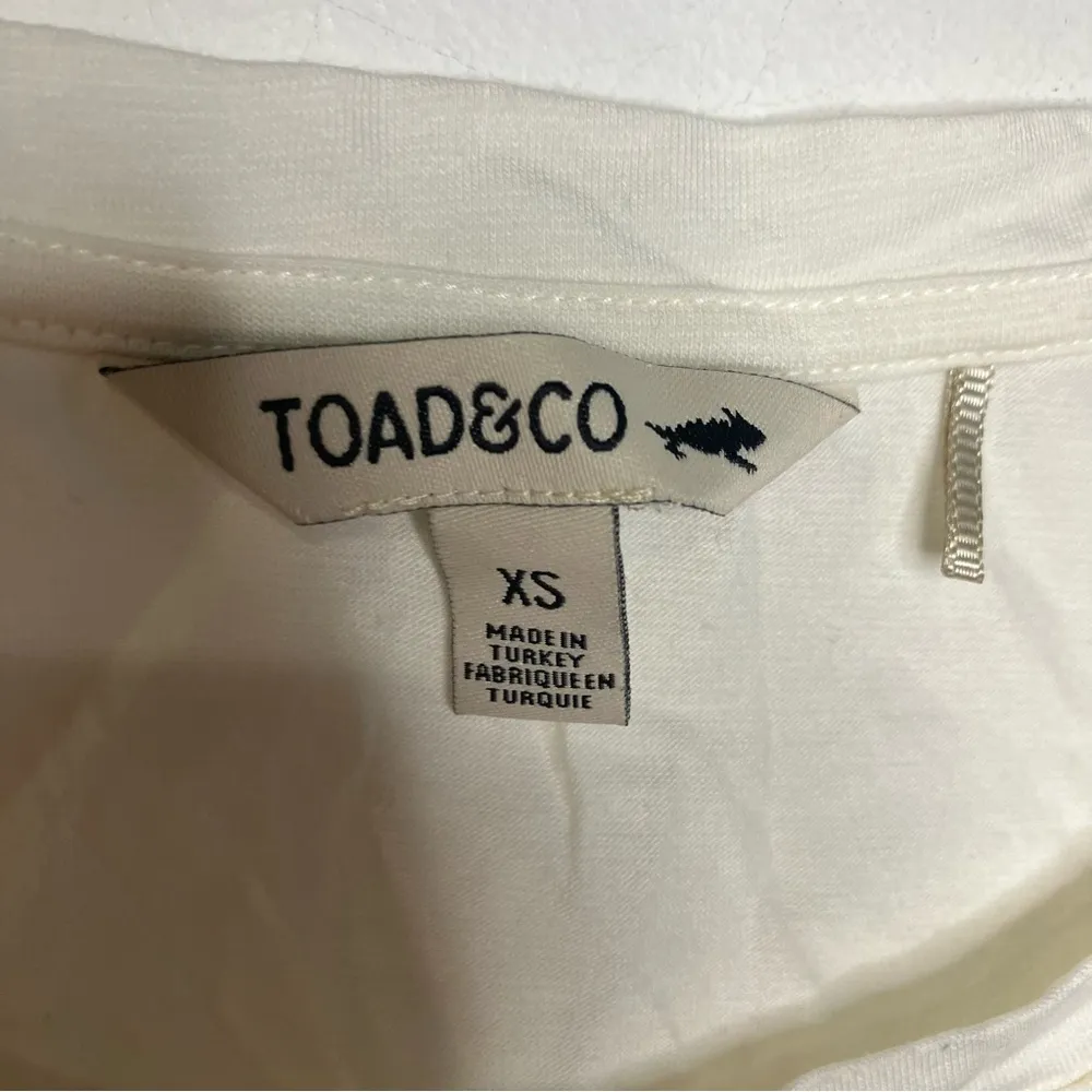 Toad & Co Anza short sleeve shirt white womens size‎ XS faux knot top casual - Image 3