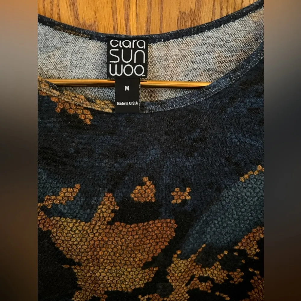 Clara Sunwoo Tunic Animal Print Dolman Blouse Top Short Sleeve M Oversized Size M - Image 3