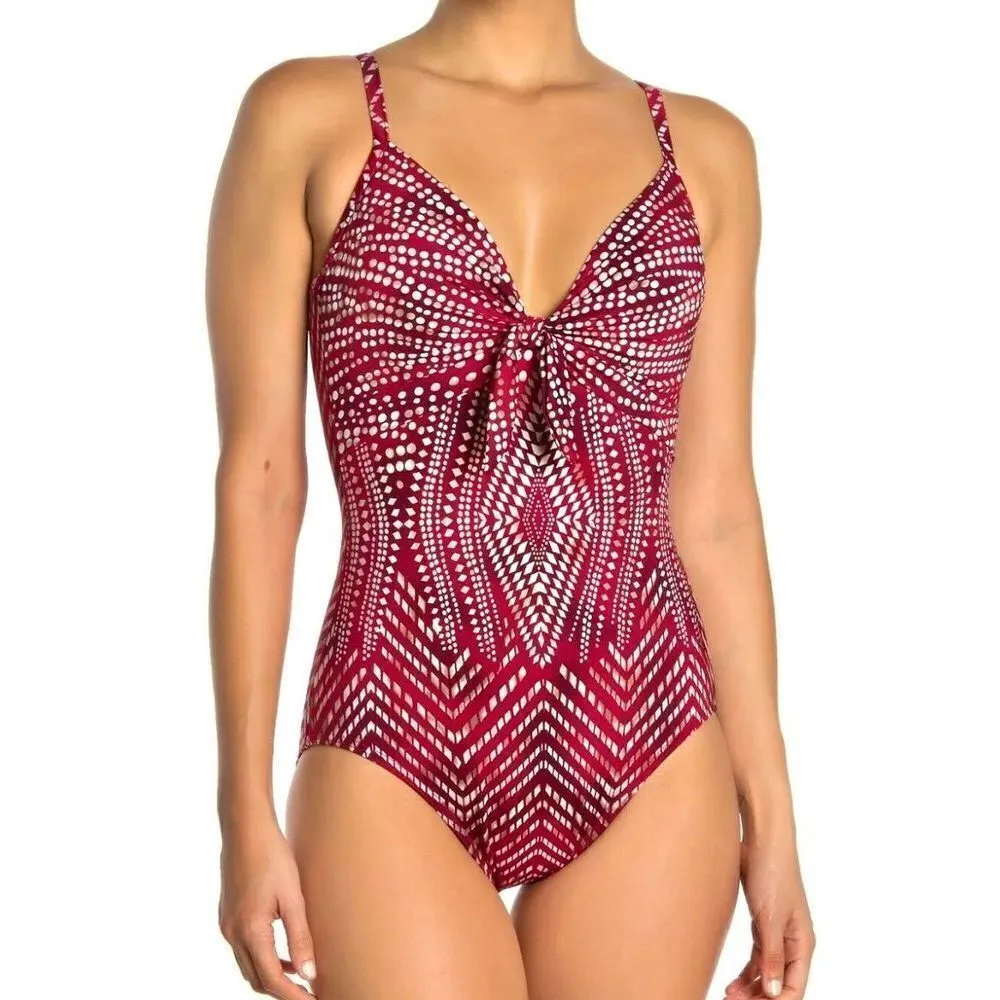 New. Miraclesuit Babylon red/wine one piece. Size 8. Retails $186 - Image 3