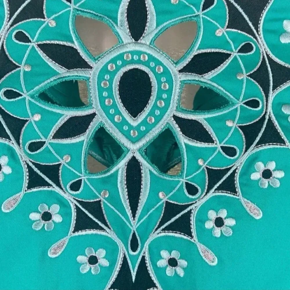 Bob Mackie Jacket 2X Vintage Cutout Embroidery Evening Green Dollywood Plus Size - Image 9