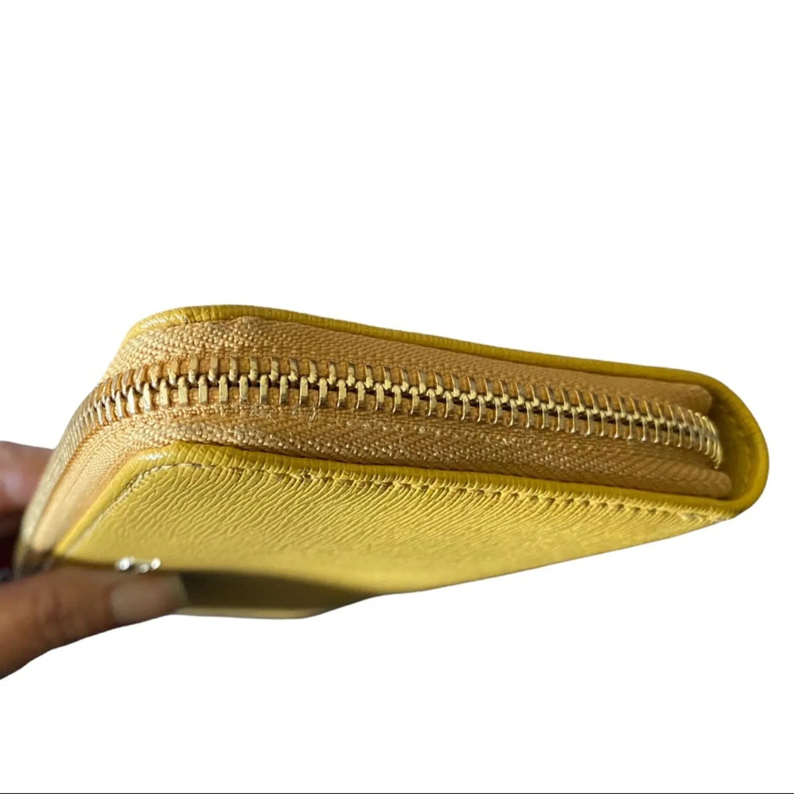 Furla Leather Yellow Zip Zippy Accordion Wallet EUC - Image 3