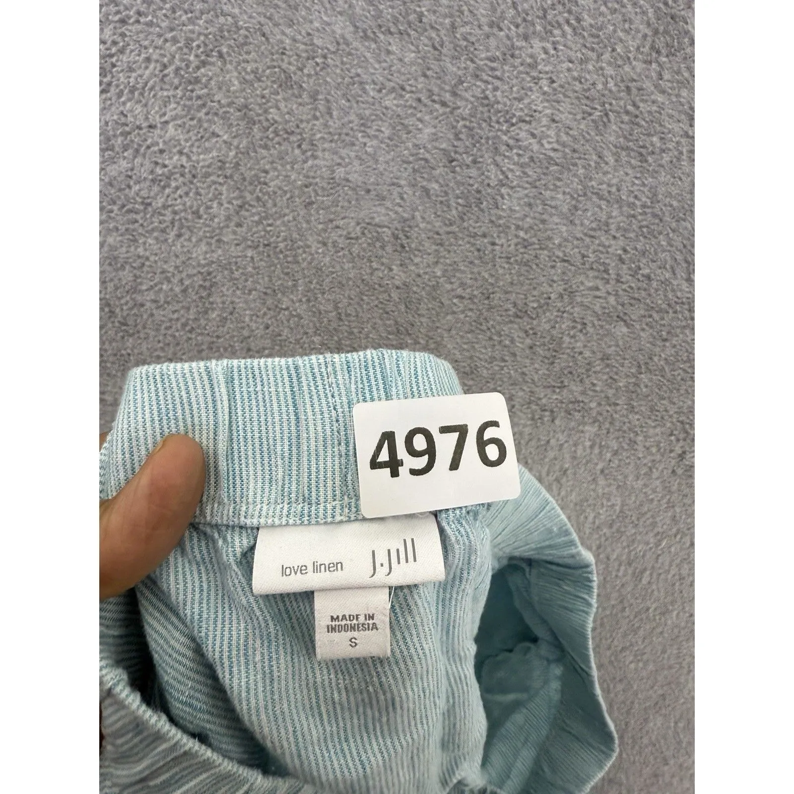 J Jill Women’s Skirt Micro Striped Lined Drawstring Size Small Pastel Blue - Image 5