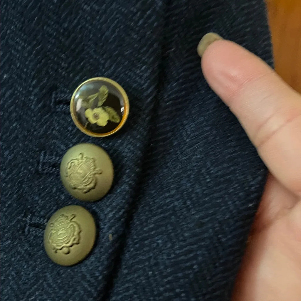 Joules Tweed Navy blue Wool blend blazer With Floral Lining Size 4 - Image 5