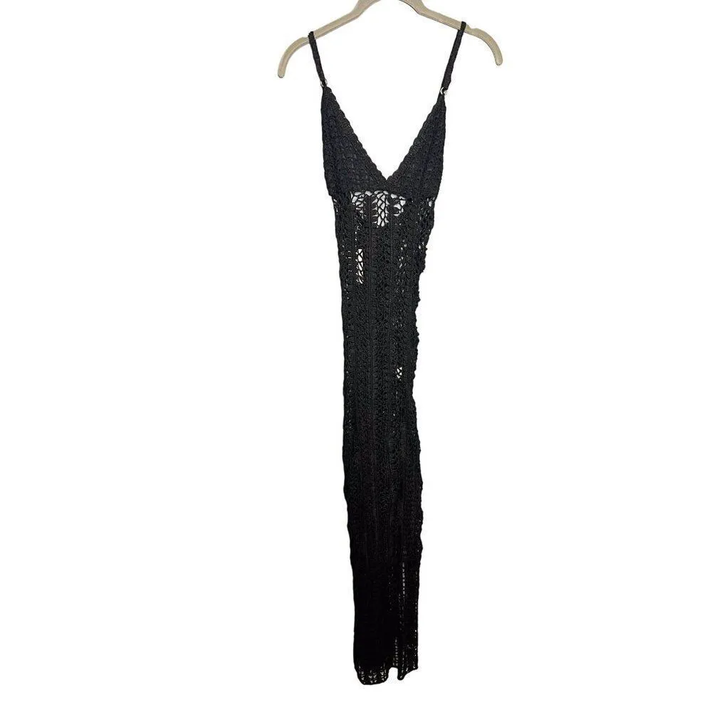 NWT Anthropologie Flook the Label Ayla Dress Black Crochet‎ Maxi Coverup Small - Image 3
