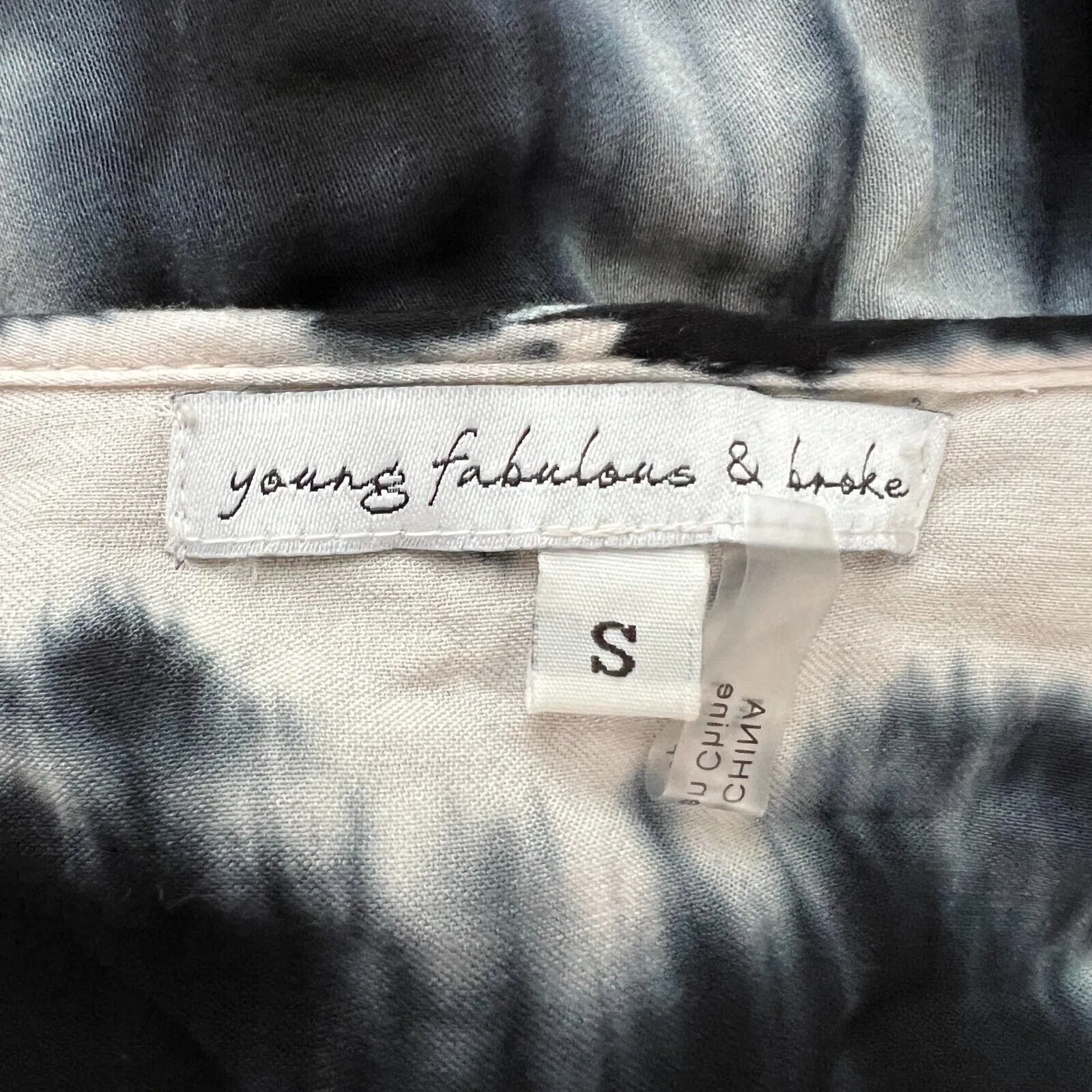 Young Fabulous & Broke Shirt Womens Small Blue White Tie‎ Dye Jayden Top Hippie - Image 7