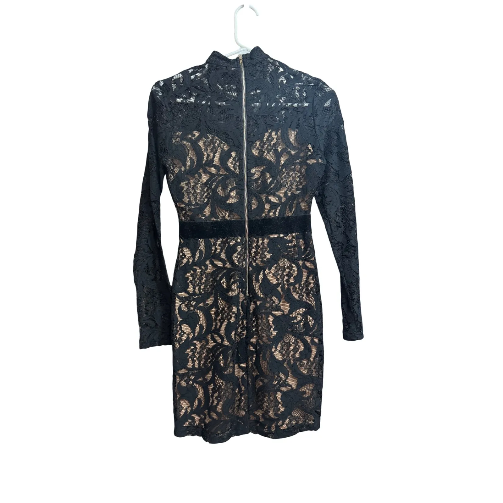 AKIRA CHICAGO BLACK LABEL Lace Mock‎ Neck Long Sleeve Sheath Dress S - Image 2