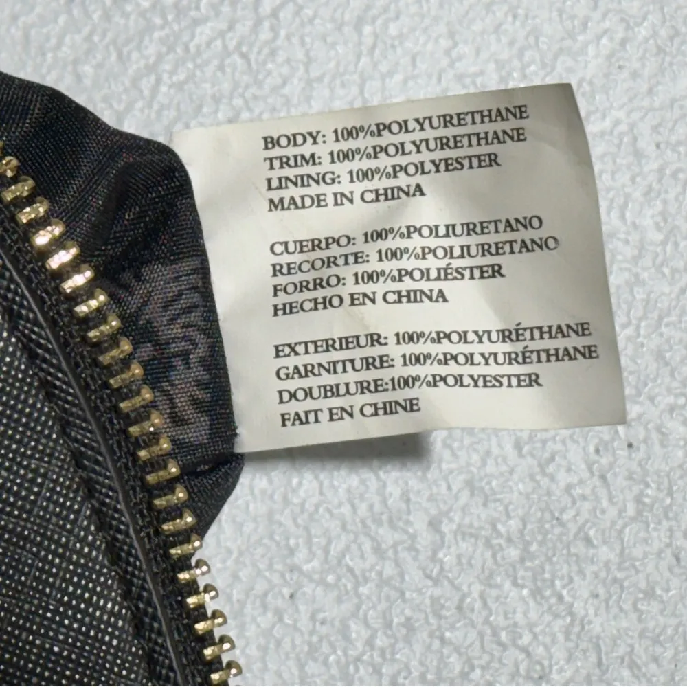 Anne Klein Crossbody Structured Dome Handbag Black POLYURETHANE Lion Logo Zipper - Image 14