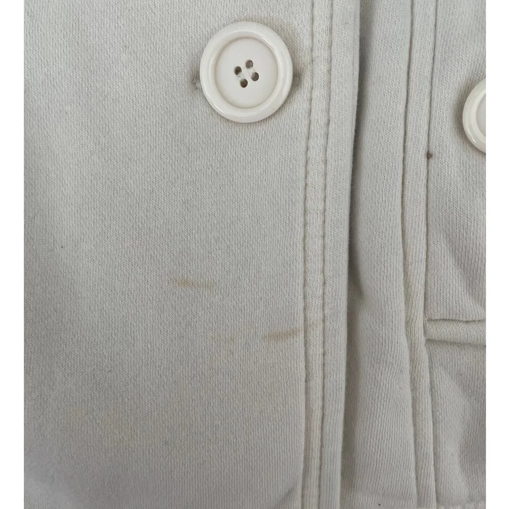 Vintage Jones New York Women Hooded Jacket XL Cream Belted Warm Cozy Button Coat - Image 4