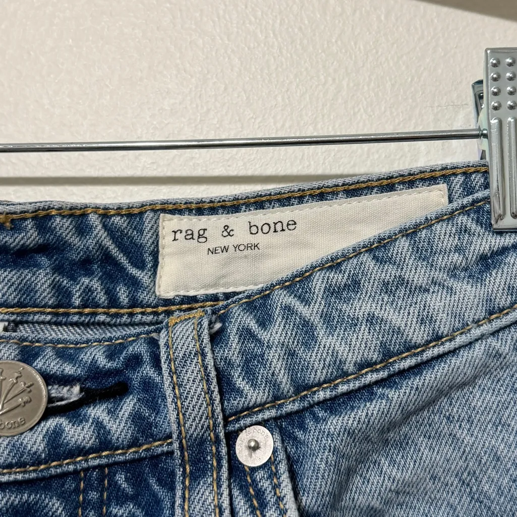 Rag & Bone Alex High Rise Straight Fit Size 27 Raw Hem Cotton Button Fly - Image 5
