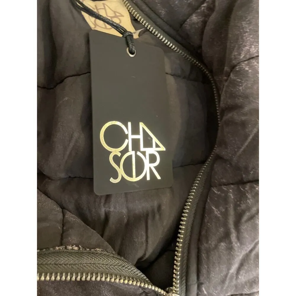 Chaser Women's Size Small Black Quilted Mock Neck Puffer Vest Zip Up NWT - Image 6