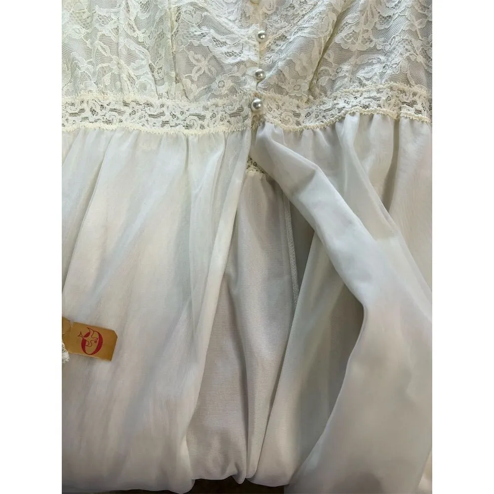 Olga Ivory Lace Nightgown Peignoir Set Size 34M Chemise Vintage, Lace, Wedding Size M - Image 12