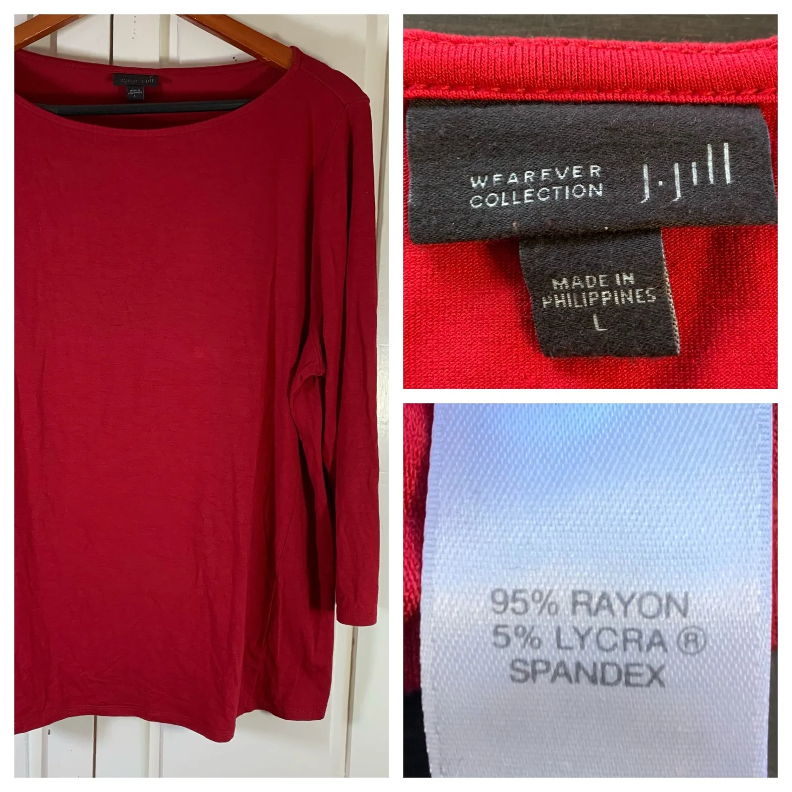 J Jill Wearever‎ Collection Red Christmas Shirt Holiday Knit Top Large Comfort - Image 12