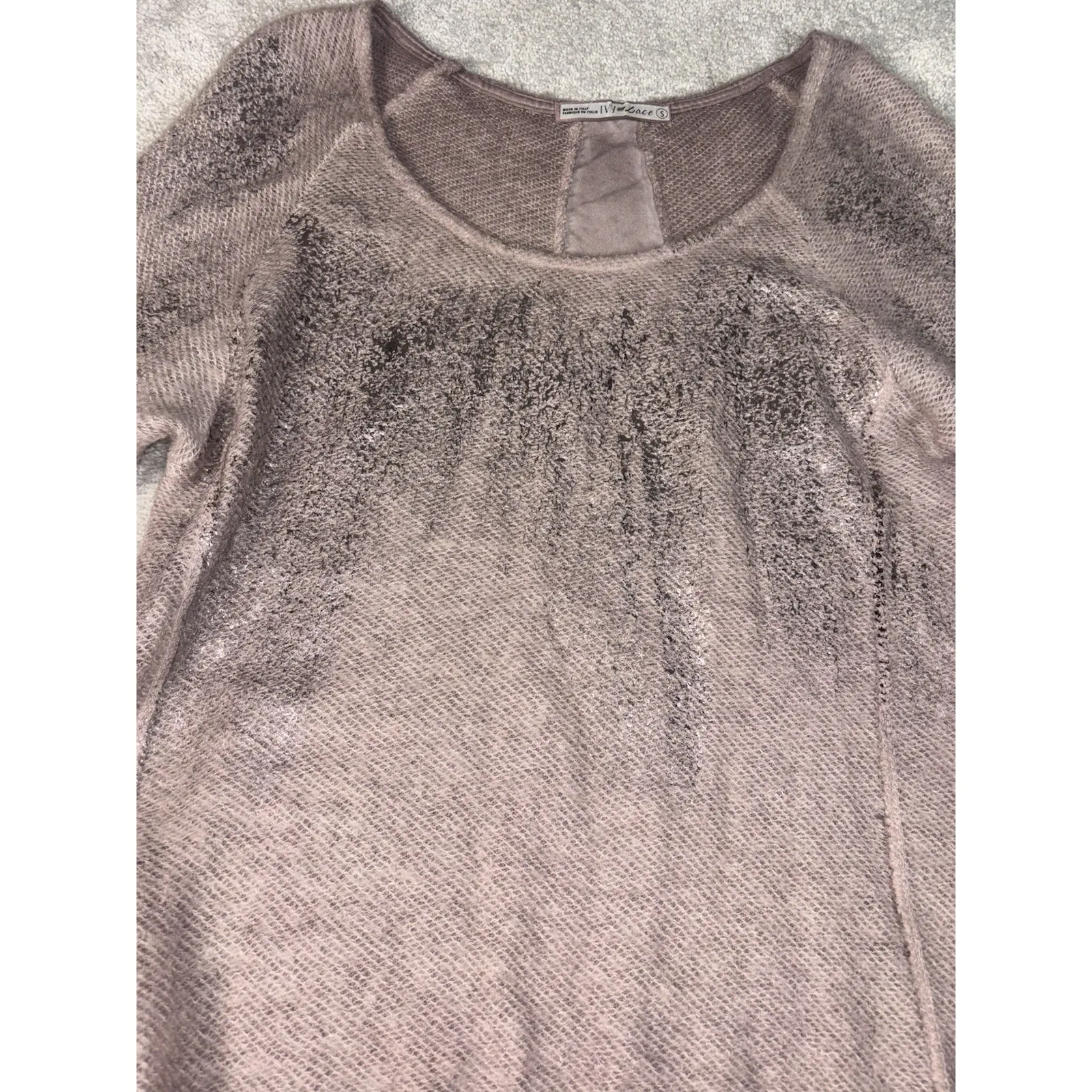 ivy and lace mohair blend thin knit sweater italy small Roll Sleeves Metallic - Image 6