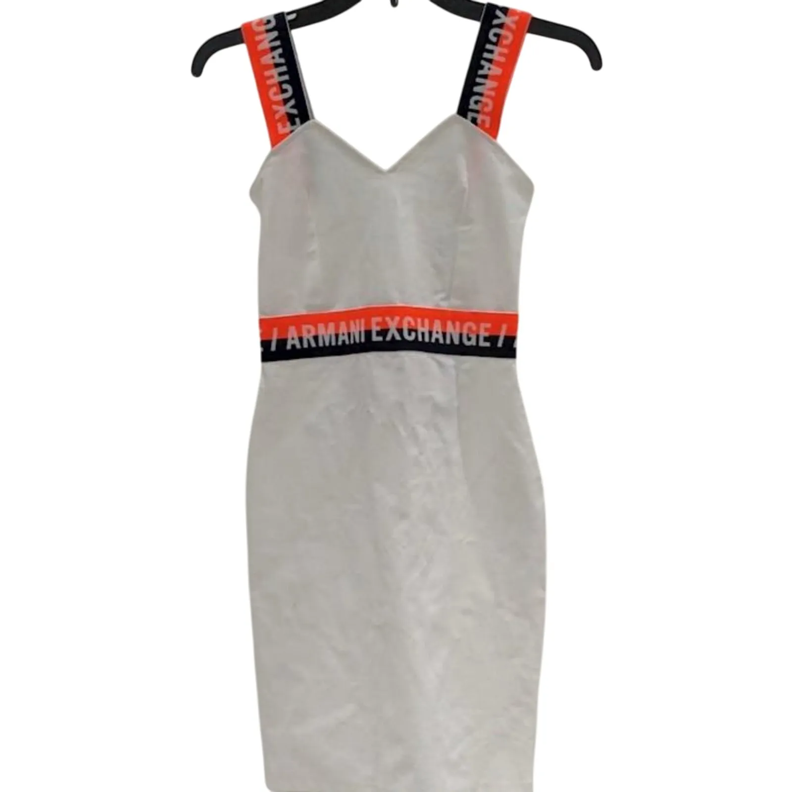 NWT XS Authentic Armani Exchange White Stretchy Dress Logo Bodycon Designer Y2K - Image 15