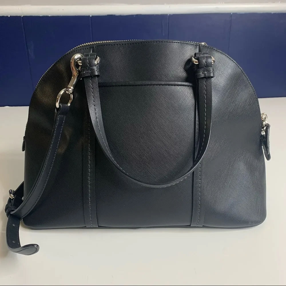 Coach Cora Peyton Black Saffiano Leather Domed Satchel - Image 5