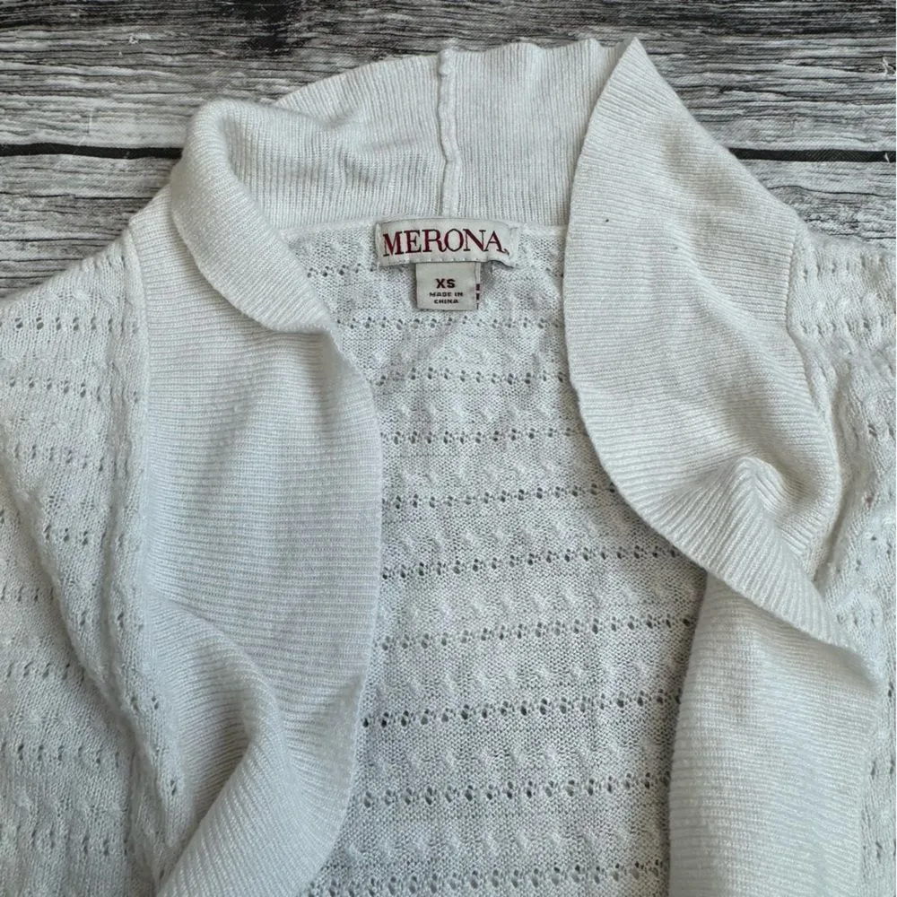 Merona Women's Lightweight Long Sleeve Cardigan White XS Extra Small Long Sleeve - Image 3