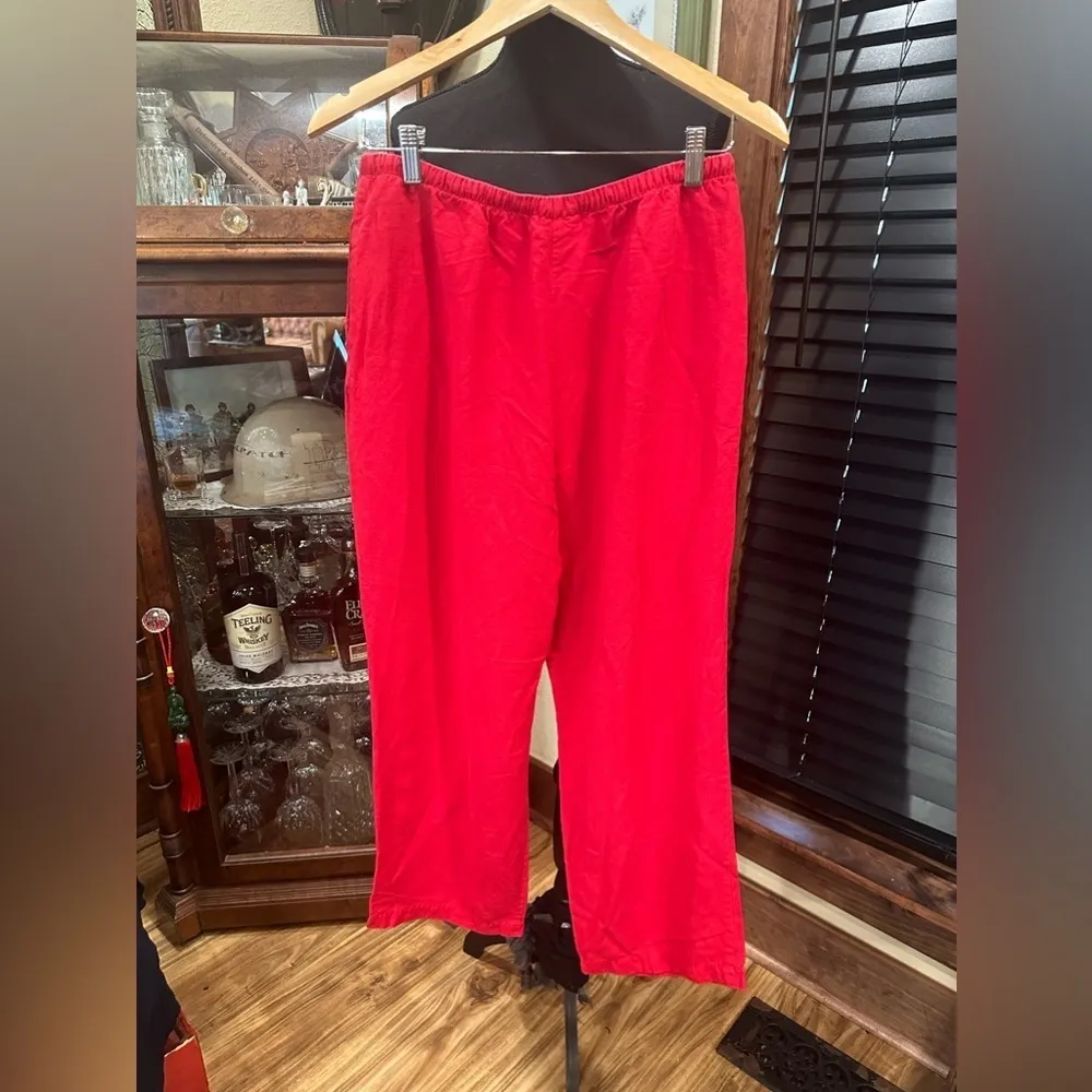 Notation Red Linen Blend Casual Pants Large - Image 2