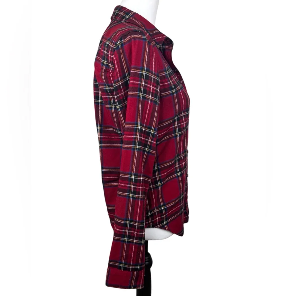 Abercrombie & Fitch Soft AF Red Plaid Flannel Long Sleeve Button Down Shirt XS - Image 6